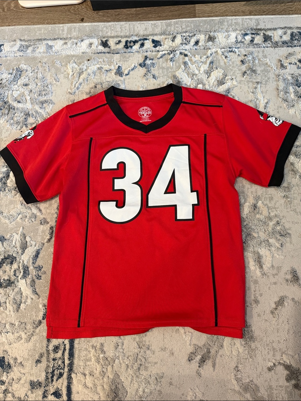Rivalry Threads Red Youth #34 Short Sleeve Jersey with Black Trim